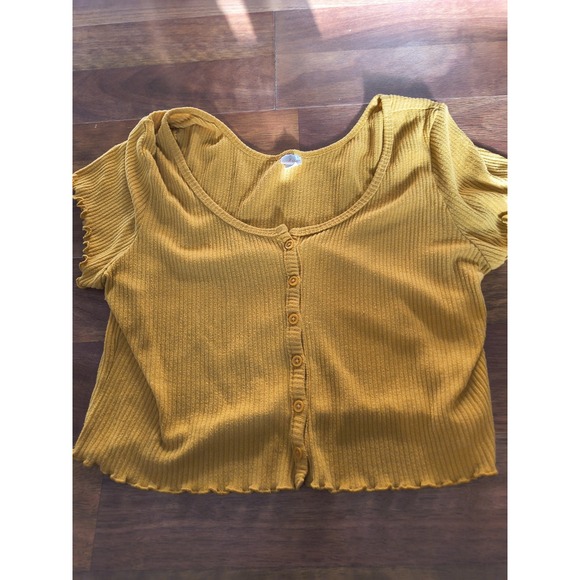 Colsie Women's Crop Short Sleeve Knit Top Shirt Size L Squash - Picture 1 of 8
